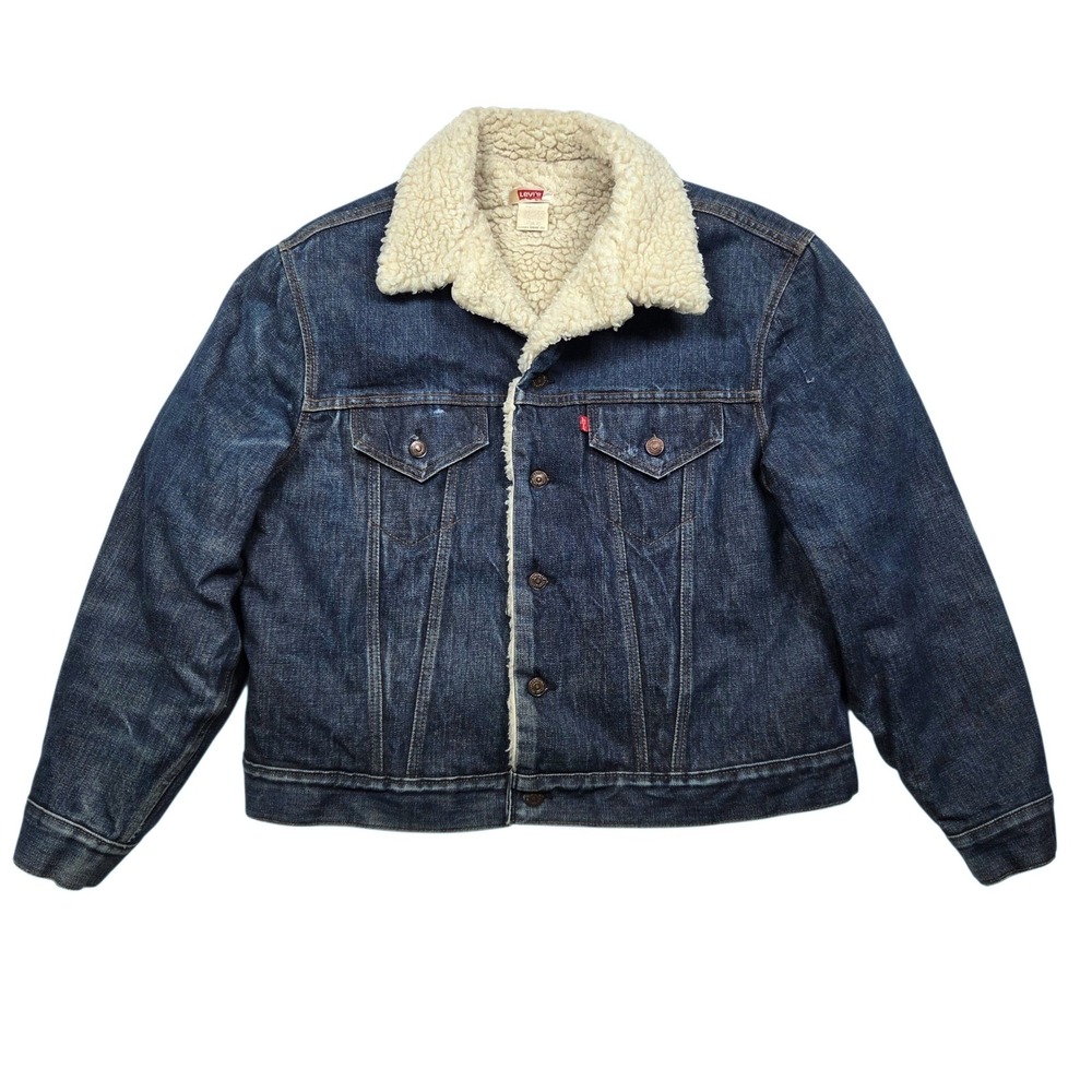 Vintage Levi's Sherpa Lined Denim Trucker Jacket 70's Mens Sz 48 XL Made in USA